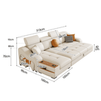 Space-saving sofa bed with a cute pony stool, perfect transformable furniture for small spaces