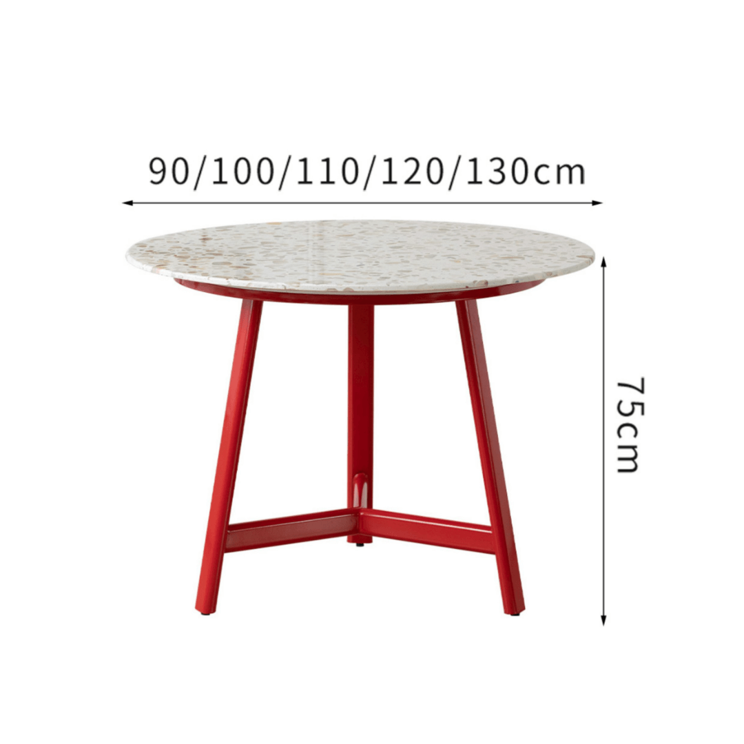 Modern terrazzo dining table with sleek design, perfect for cozy meals and home office use