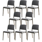 Scandinavian plastic and acrylic dining chair with low backrest and armless design