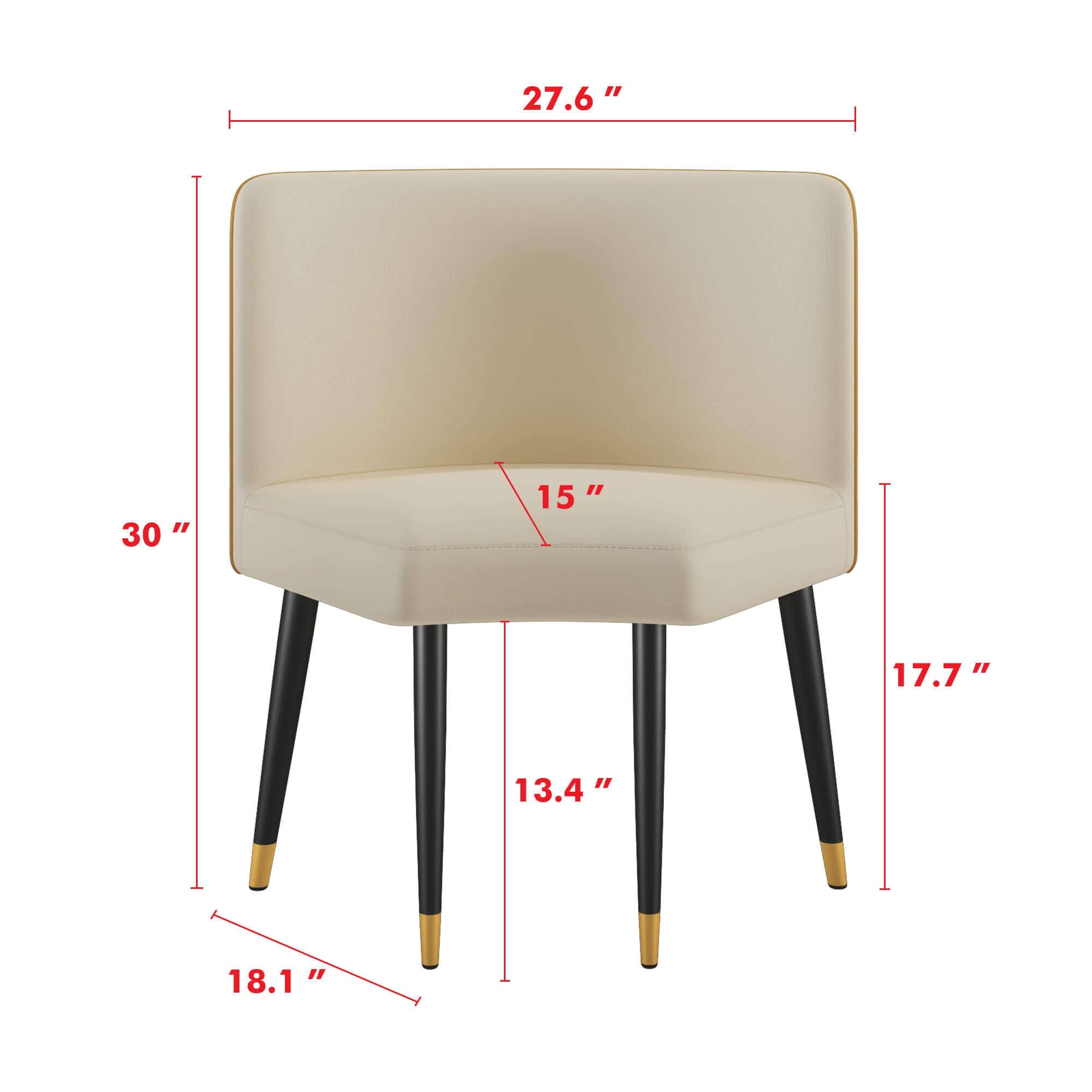 Set of 2 modern white faux leather dining chairs with metal legs, perfect for contemporary dining rooms