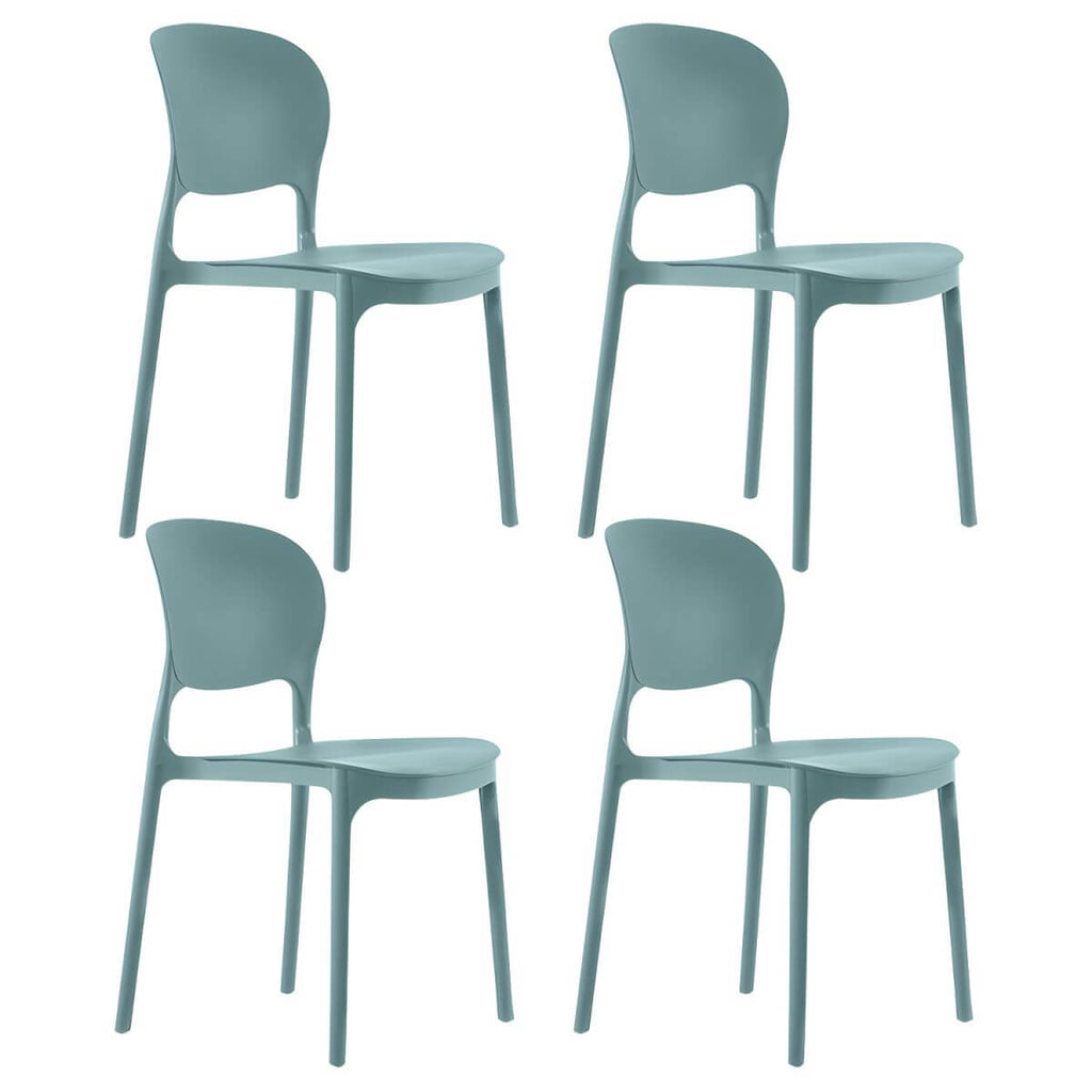Stackable modern side chair with low back made of plastic and acrylic, perfect for contemporary dining
