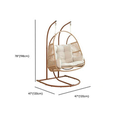 Tropical Cocoa/Cream/Chalk Alloy Frame Upholstered Porch Swing with Stand and Chain, Stand Included Porch Swings