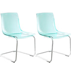 Scandinavian style plastic and acrylic dining side chair with silver legs, non-upholstered design
