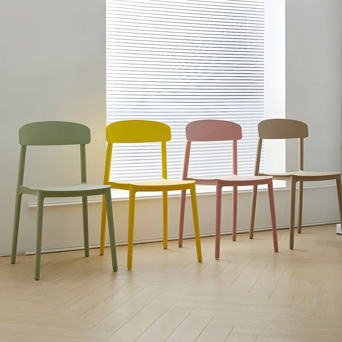 Scandinavian style low back kitchen and dining chair made of plastic and acrylic