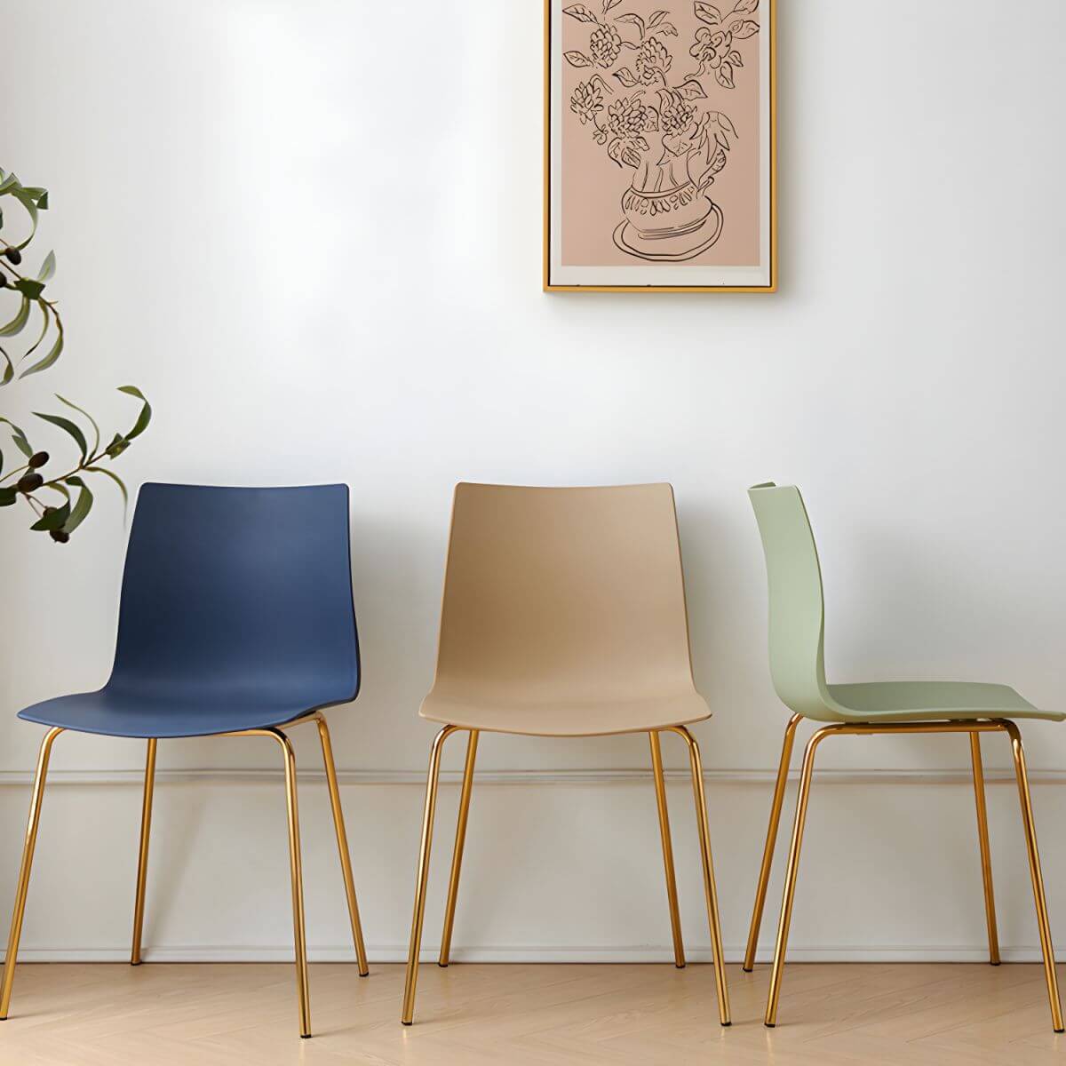 Modern plastic and acrylic side chair with metal legs, ideal for kitchen and dining rooms main product image Main image
