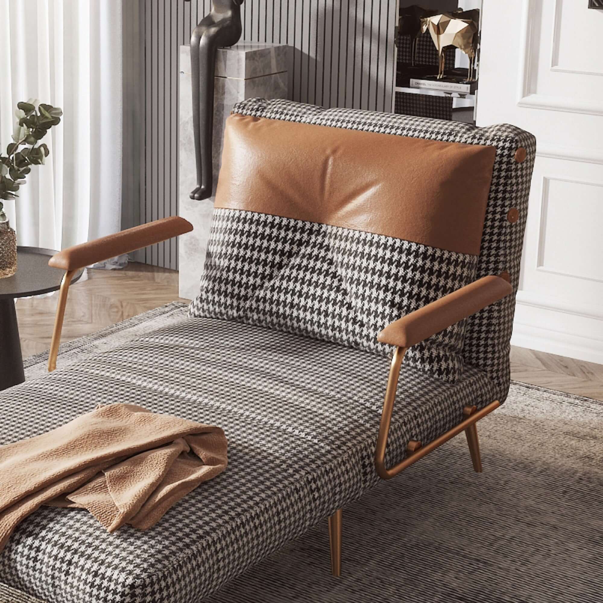 Modern 33.5-inch convertible sofa bed upholstered in fabric for versatile living spaces