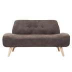 Small Scandinavian style sofa with wood frame and solid color polyester upholstery