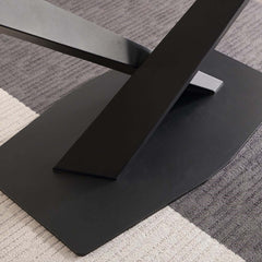 Modern 70.87" Black Marble Dining Table Sintered Stone Top X-Base