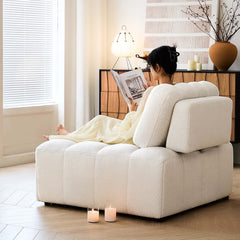 Cocochairs Teddy Fleece Lounge Sofa Bed – Cream White Pull-Out Sleeper for Small Spaces