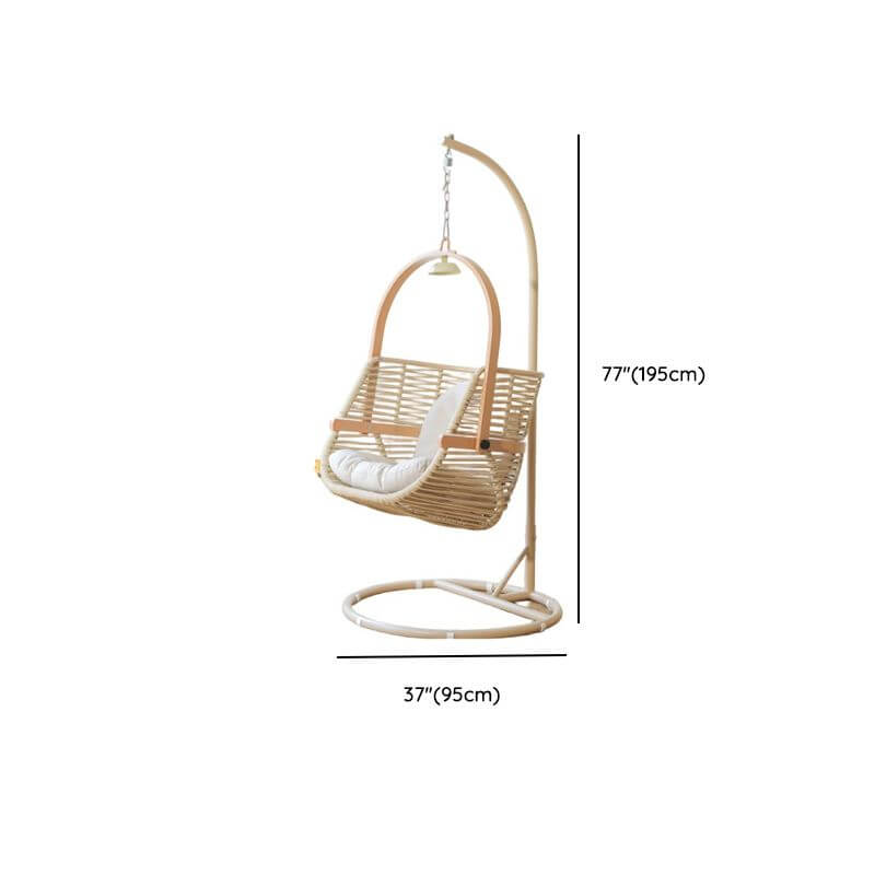 Tropical cocoa and cream upholstered porch swing with alloy frame, stand, and chain included