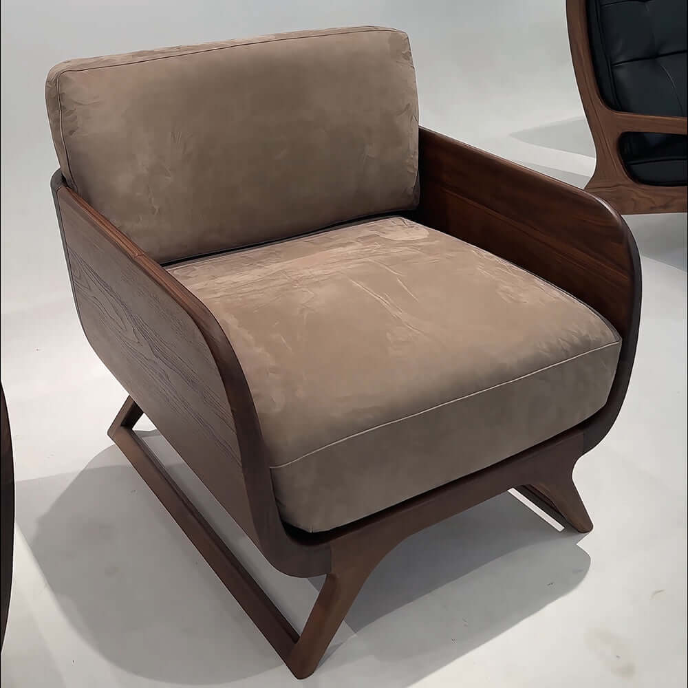 Cocochairs Modern Walnut Solid Wood Straight Sofa – Removable Cushions, Mid-Century 3-Seater Couch for Living Room