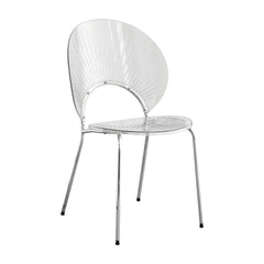 Scandinavian Style Stackable Plastic & Acrylic Side Chair with Silver Legs Dining Chairs