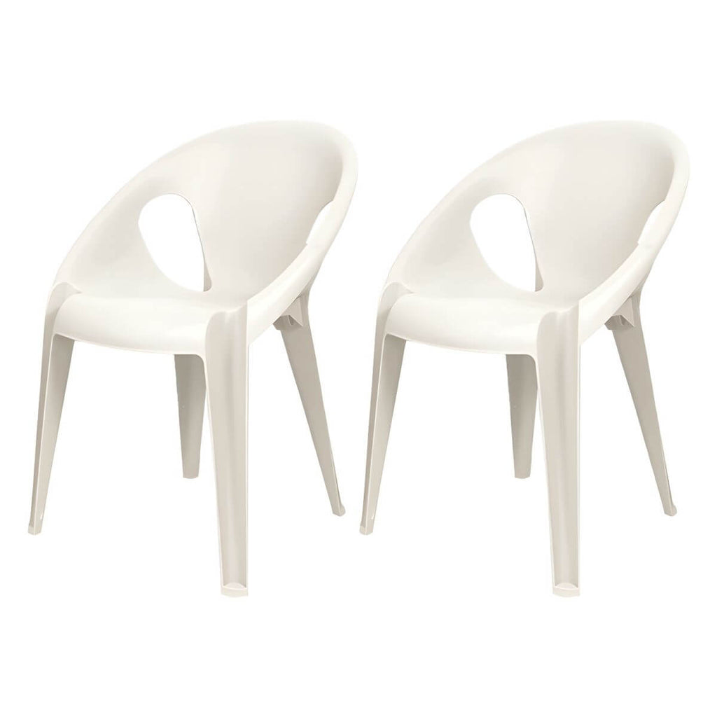 Stackable modern arm chair with open back made of plastic and acrylic for dining
