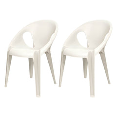 Stackable Modern Arm Chair with Open Back in Plastic & Acrylic Dining Chairs