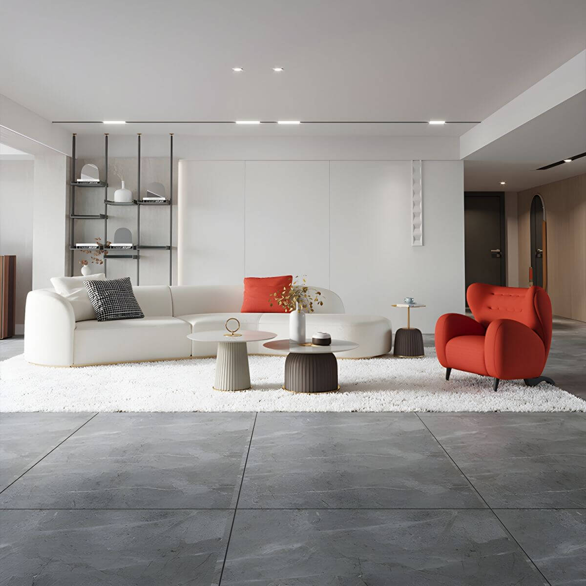 Ultra-modern polyester blend tuxedo arm sofa with tight back, 27.56 inches high sectional