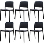 Scandinavian plastic and acrylic dining chair with low backrest and armless design