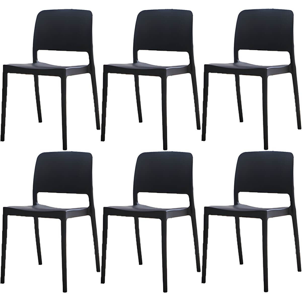 Scandinavian plastic and acrylic dining chair with low backrest and armless design