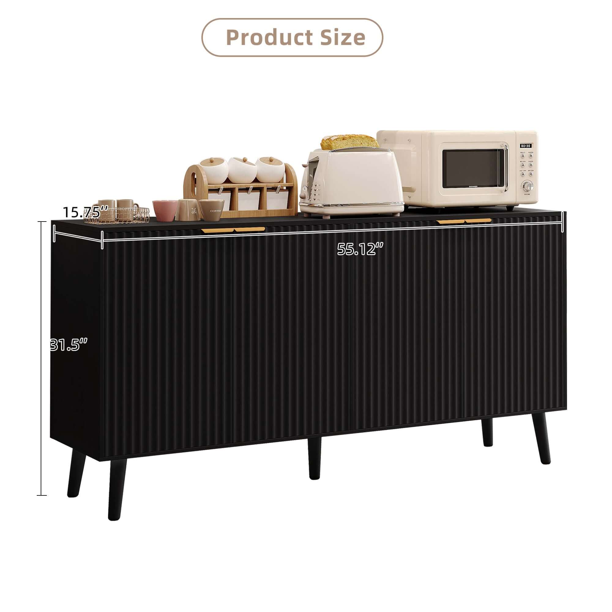 Modern sideboard buffet cabinet featuring adjustable shelves for versatile storage