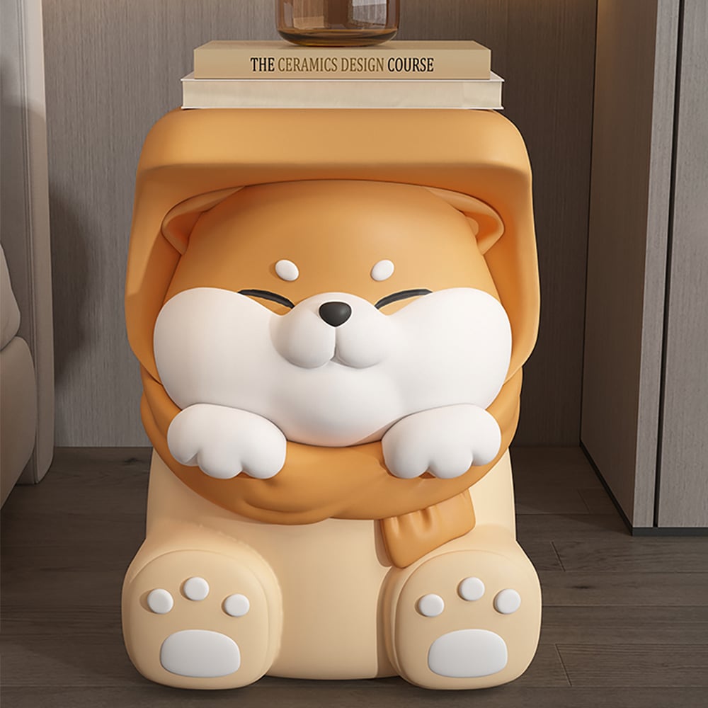 Resin cute dog-shaped side table and footstool for living room floor