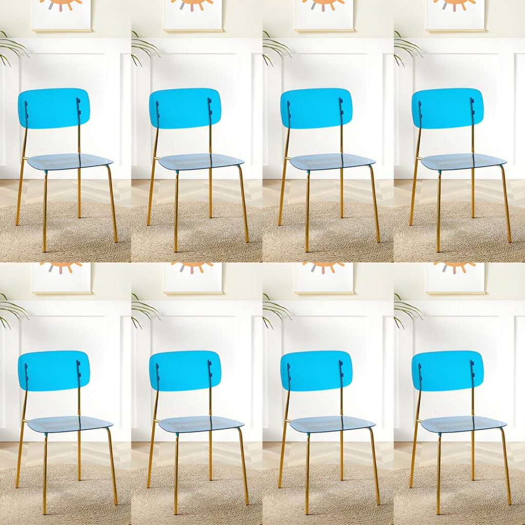 Transparent acrylic dining chair with modern design, perfect for living room and kitchen seating