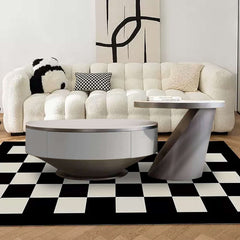 Modern Round Nesting Coffee Table Set of 2 with Drawer & Storage