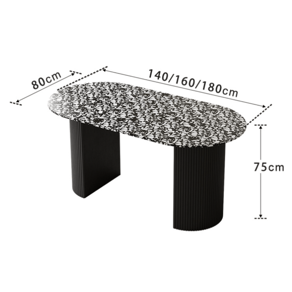 Modern black and white terrazzo dining table with sleek vintage design