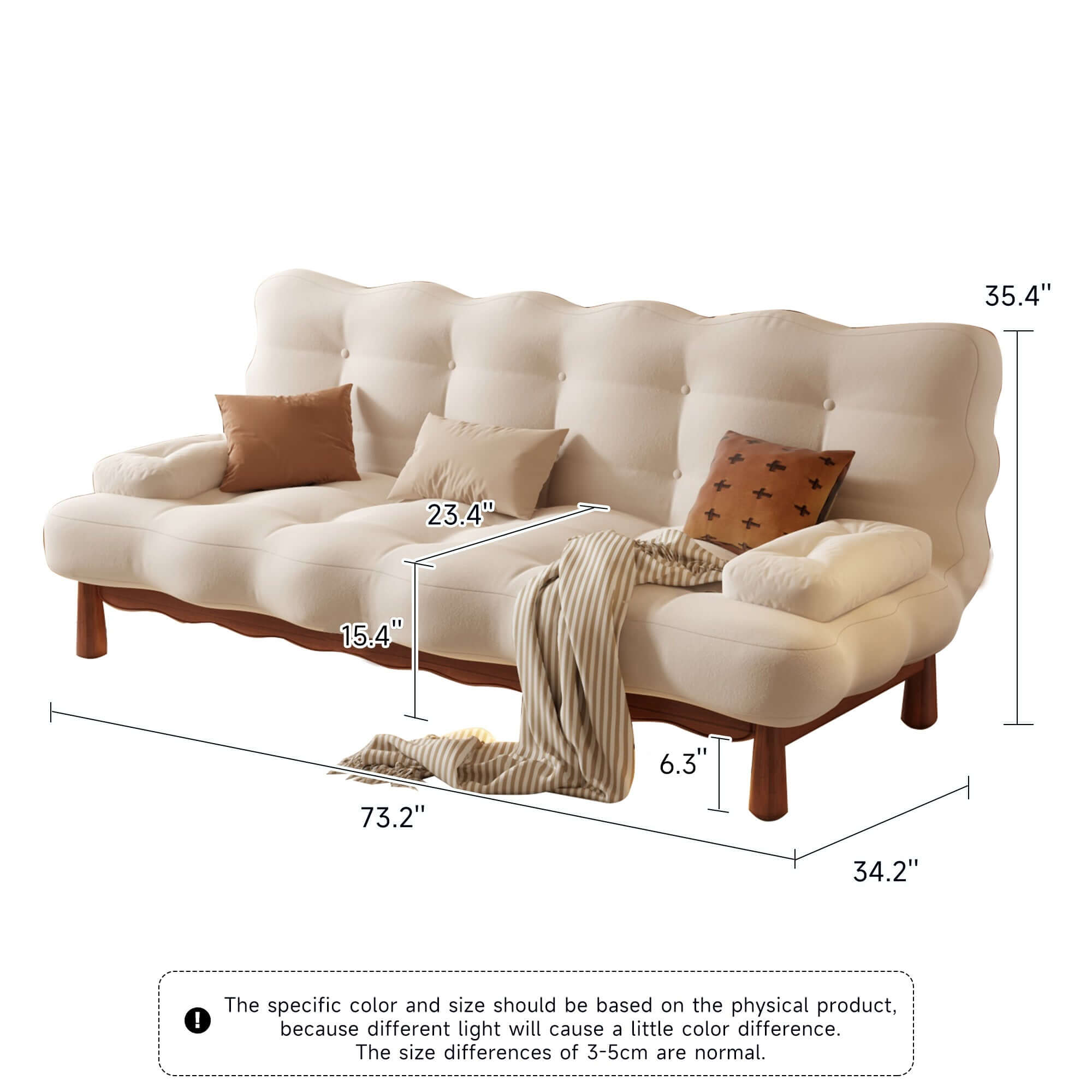 Beige modern convertible sleeper sofa bed with romantic design, perfect for small spaces