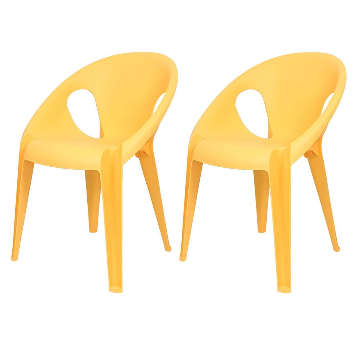 Stackable modern arm chair with open back made of plastic and acrylic for dining
