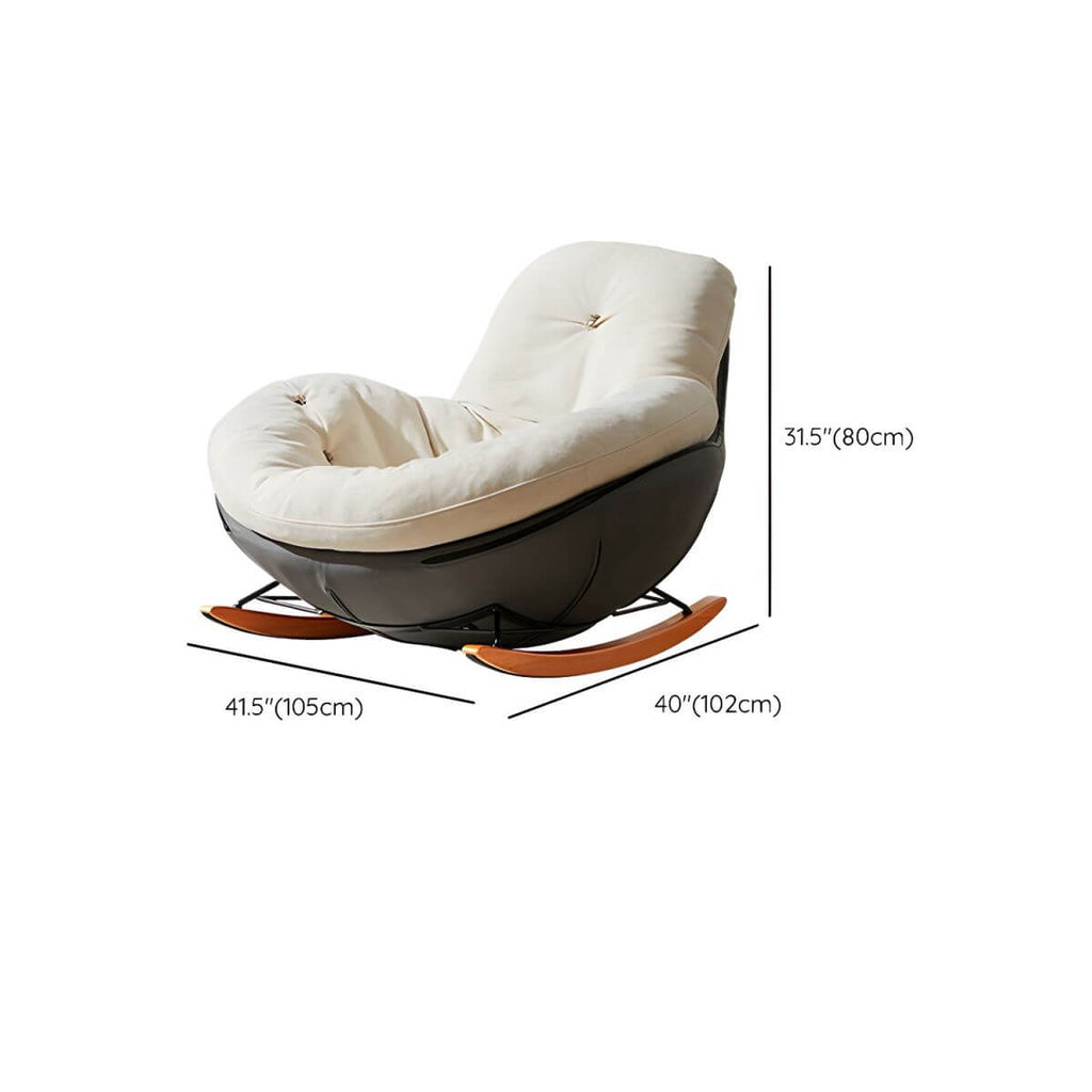 Button-tufted upholstered wooden rocking accent chair with black legs