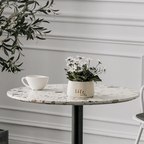 Modern terrazzo coffee table with stylish design, perfect for cozy living spaces