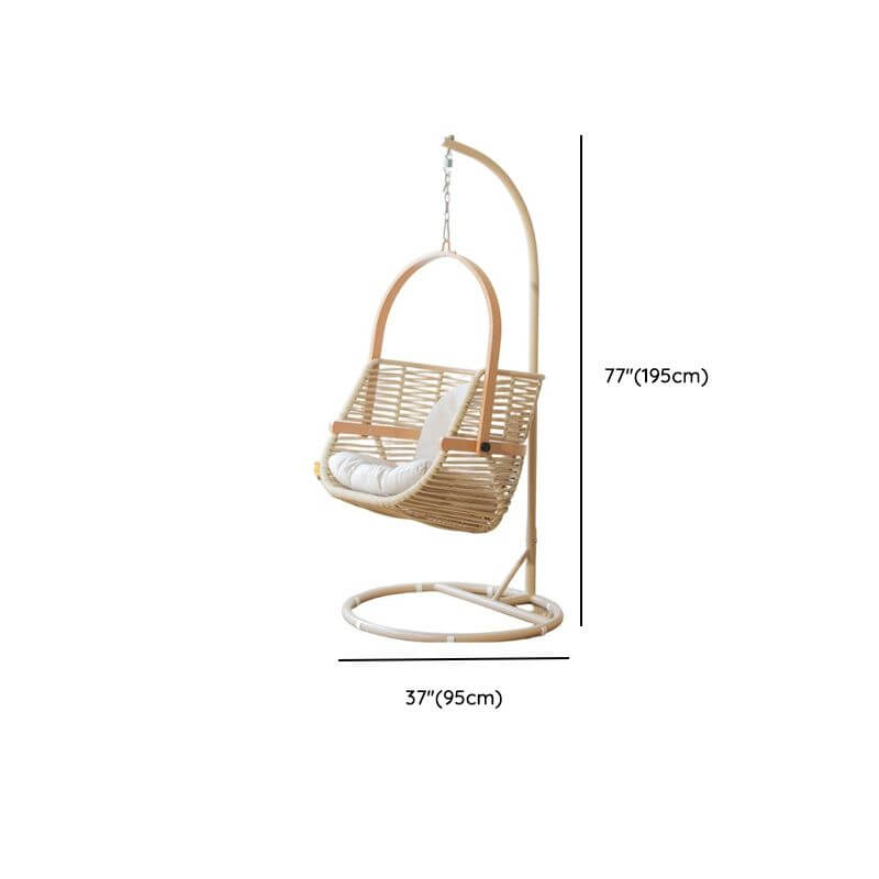 Tropical cocoa and cream upholstered porch swing with alloy frame, stand, and chain included