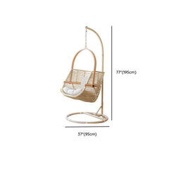 Tropical Cocoa/Cream/Chalk Alloy Frame Upholstered Porch Swing with Stand and Chain, Stand Included Porch Swings
