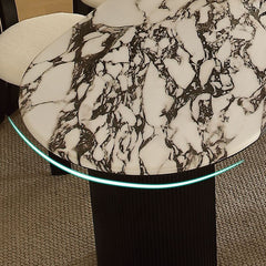 Chic Oval Multicolor Genuine Marble Dining Table Set for 4 Chairs Dining Room Sets
