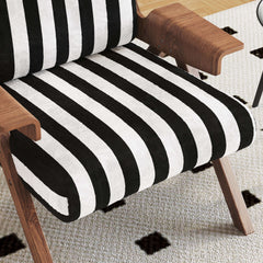 Fauteuil d'accent moderne blanc avec rayures noires