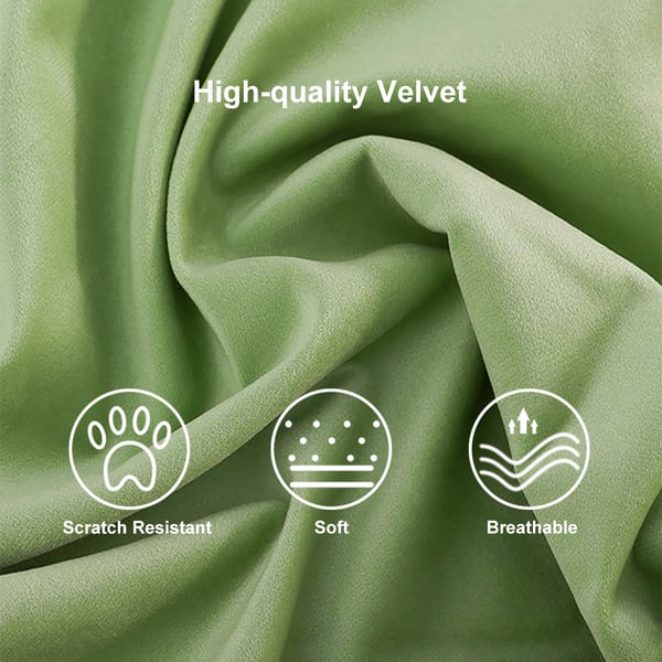 Modern green curved velvet sectional sofa with pillows, 4-seater upholstered couch, 109 inches long