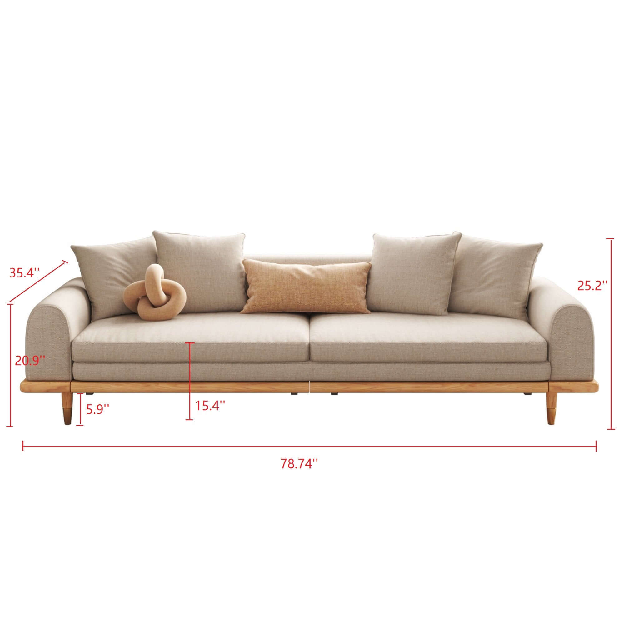 Three-seater upholstered sleeper sofa with retractable solid wood frame for versatile seating and sleeping