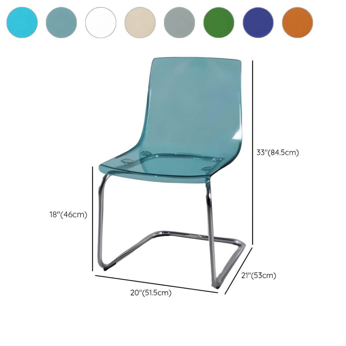 Scandinavian style low back side chair made of plastic and acrylic, ideal for kitchen and dining areas