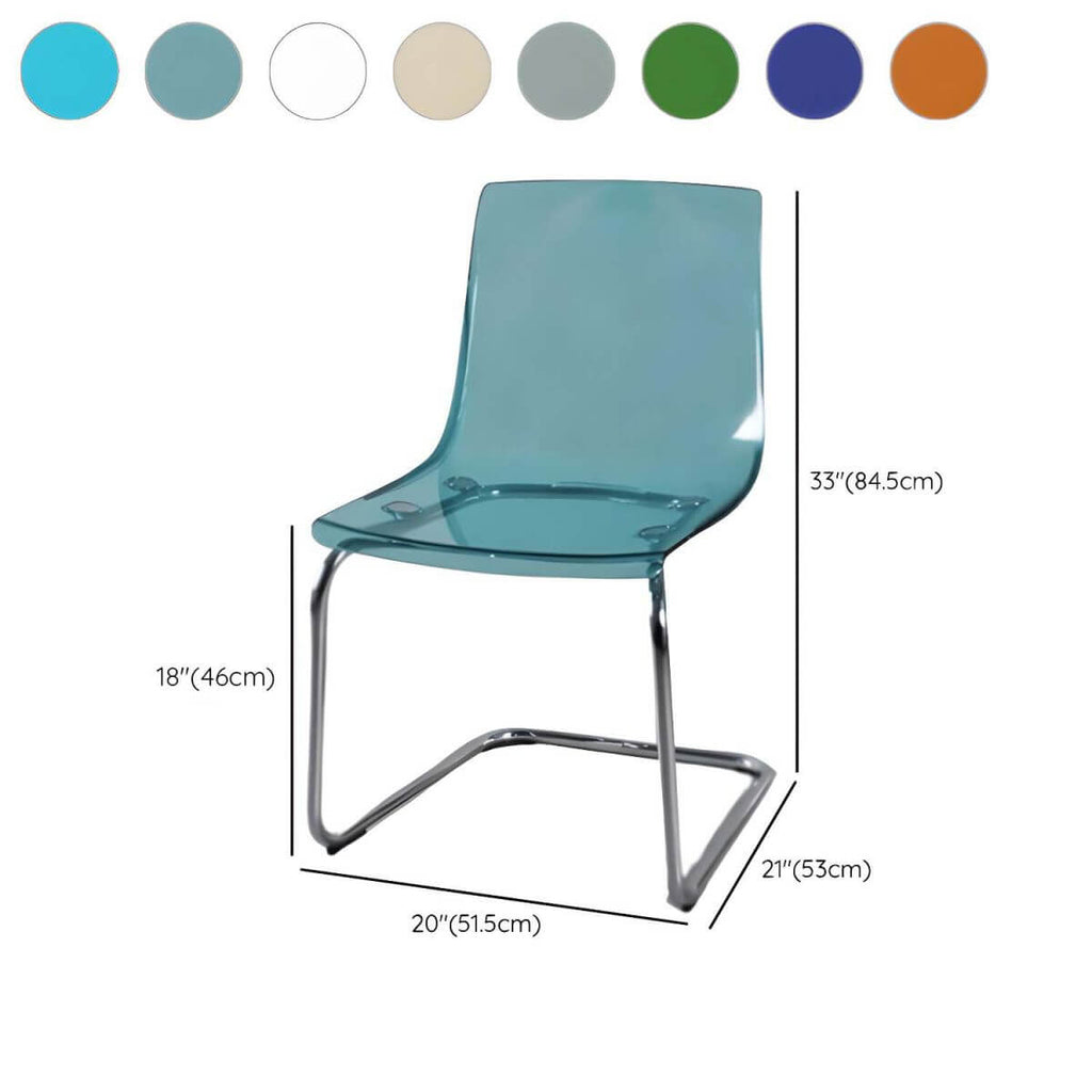 Scandinavian style low back side chair made of plastic and acrylic, ideal for kitchen and dining areas