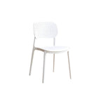 Stackable Scandinavian style plastic and acrylic side chair with low back for dining
