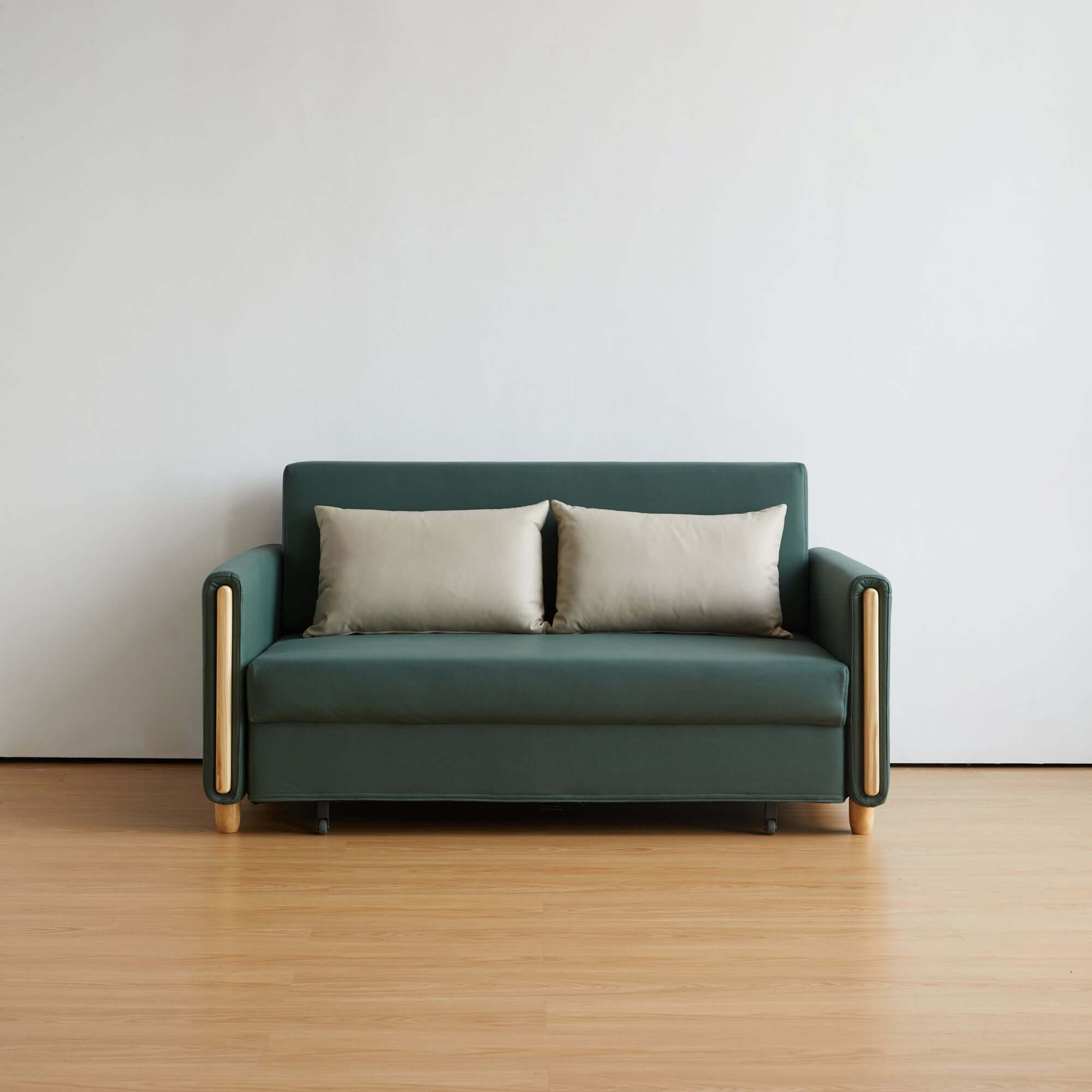 Convertible 3-in-1 sleeper sofa with pull-out bed and storage space