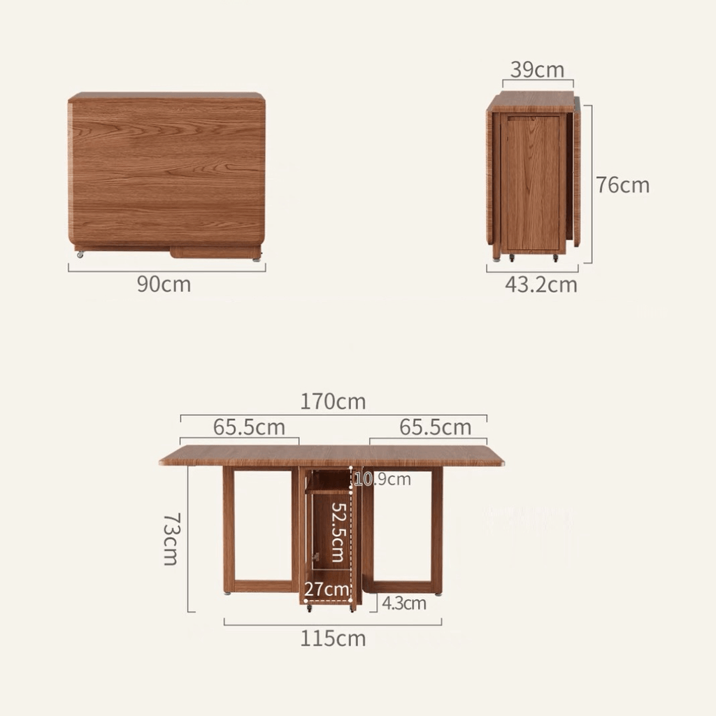 Folding dining table with storage, space-saving and multi-purpose design for small spaces