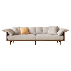 Modern 3-Seat Upholstered Cotton Linen Sofa Solid Wood Frame Sofa