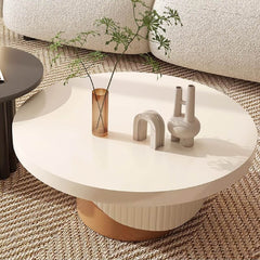 Elegant 2-piece round wood coffee table with white and walnut finish