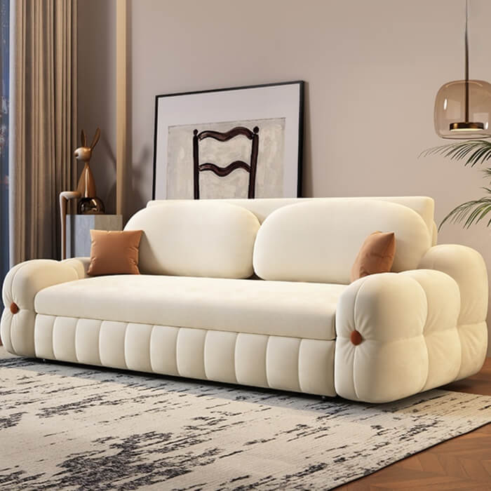 3-in-1 Sofa Bed with Space-Saving Design, Cream White