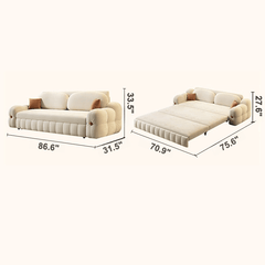 3-in-1 Sofa Bed with Space-Saving Design, Cream White