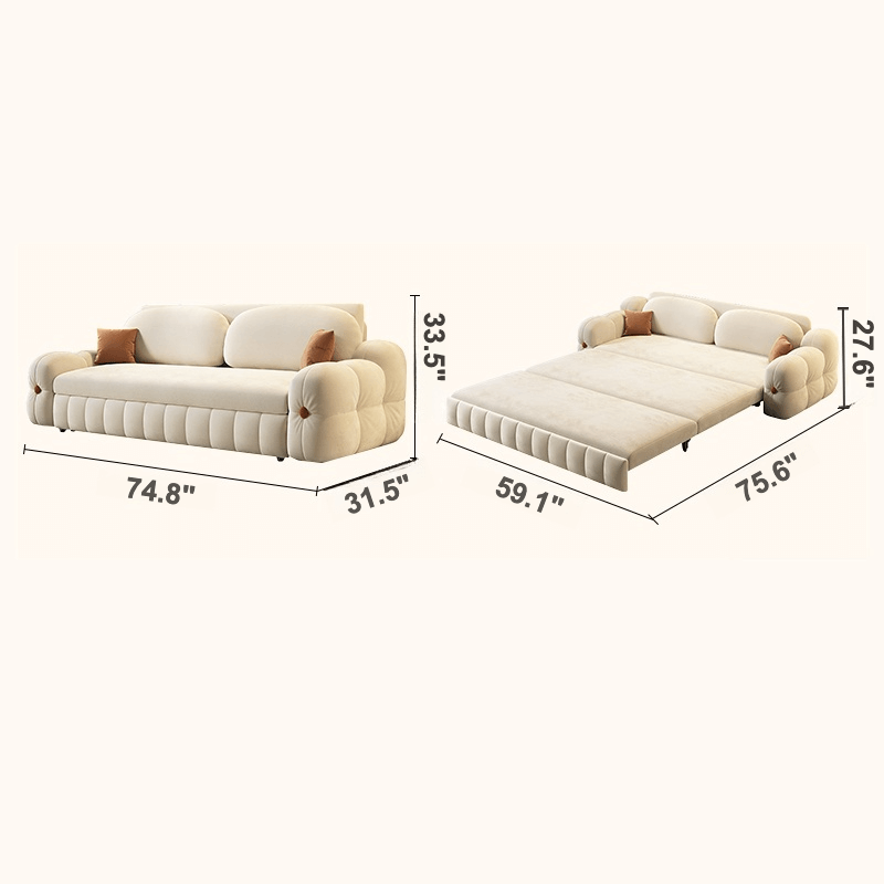 3-in-1 Sofa Bed with Space-Saving Design, Cream White