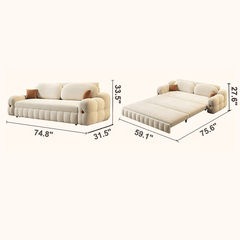 3-in-1 Sofa Bed with Space-Saving Design, Cream White