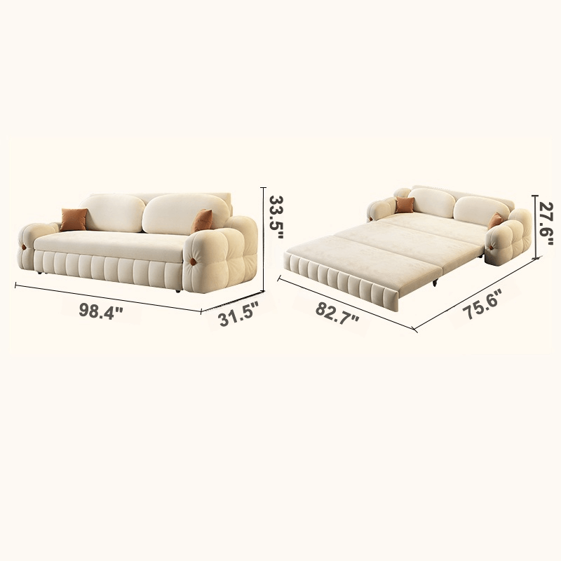 3-in-1 Sofa Bed with Space-Saving Design, Cream White