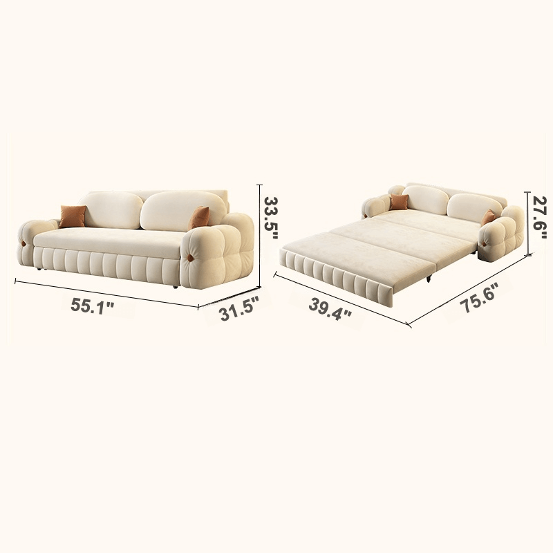 3-in-1 Sofa Bed with Space-Saving Design, Cream White