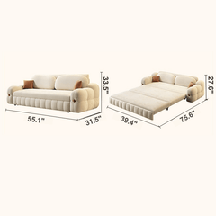 3-in-1 Sofa Bed with Space-Saving Design, Cream White